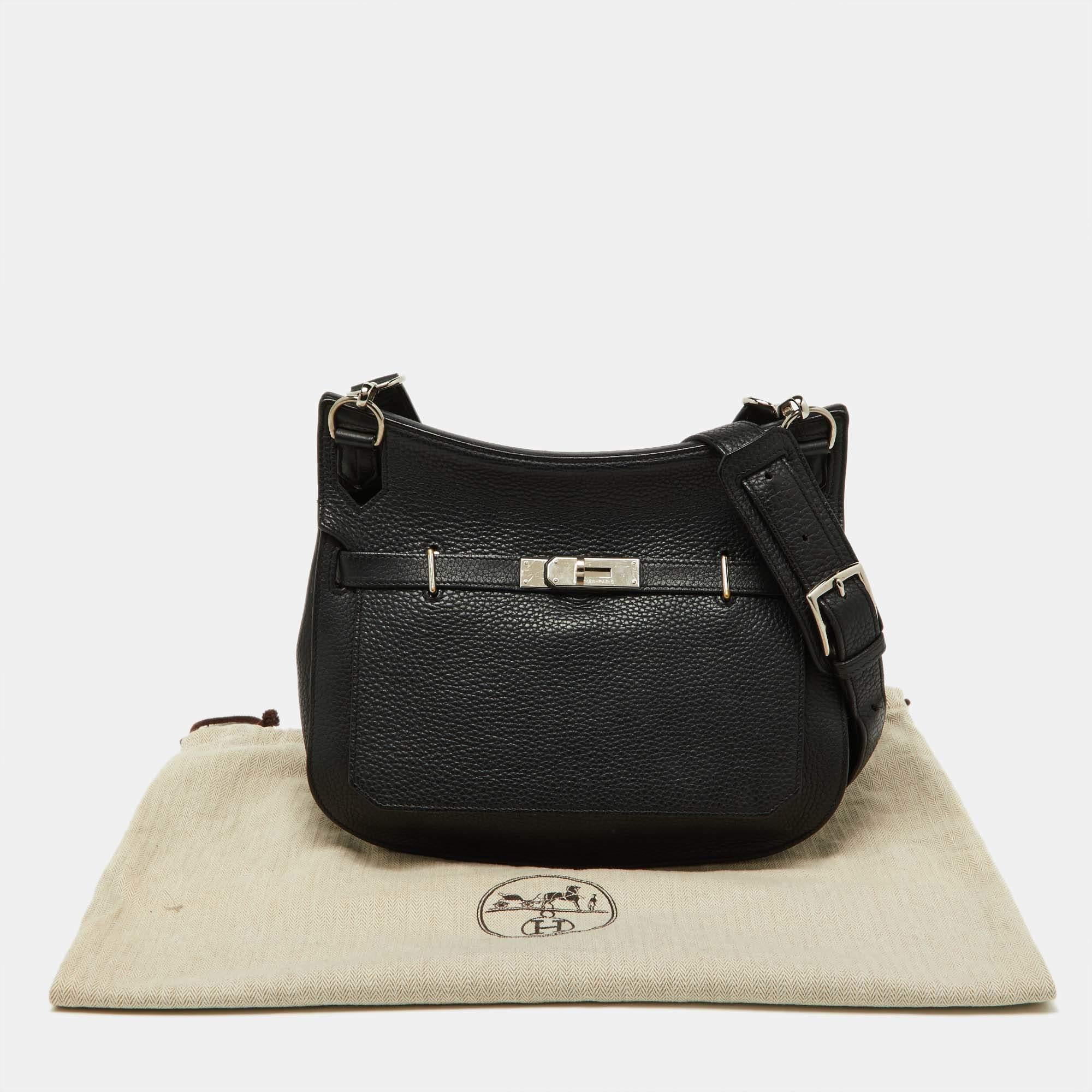 Hermes Black Taurillion Clemence Leather Palladium Finish Jypsiere 28 Bag 16