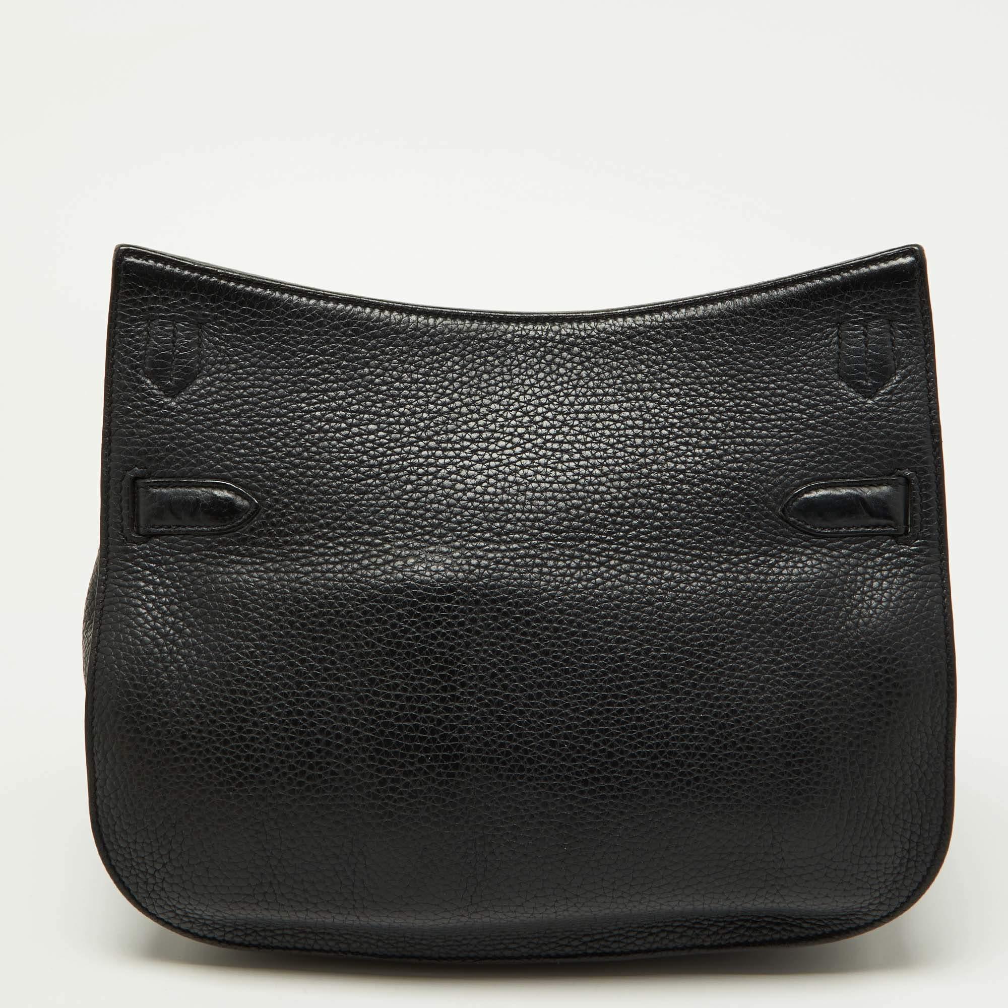 Hermes Black Taurillion Clemence Leather Palladium Finish Jypsiere 28 Bag In Fair Condition For Sale In Dubai, Al Qouz 2