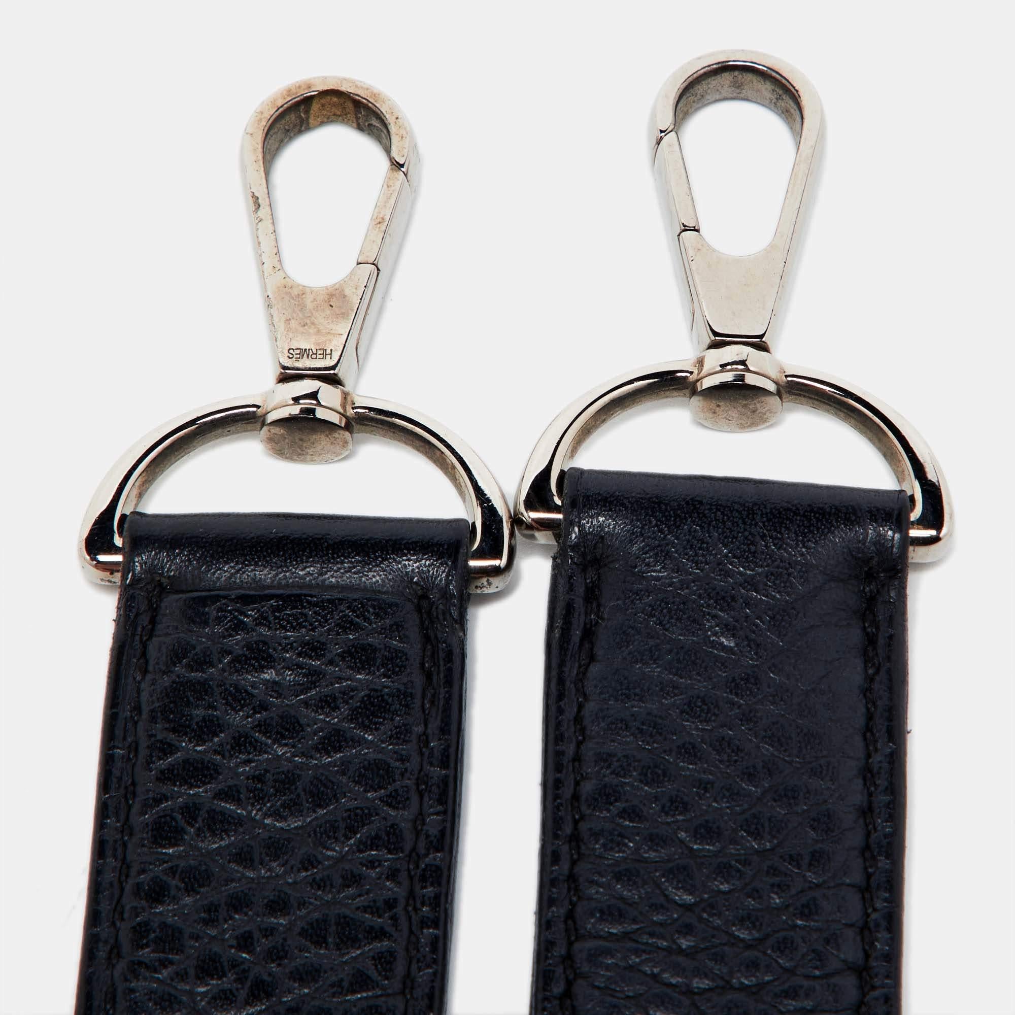 Hermes Taurillion Clemence Jypsiere 28 Tasche aus schwarzem Leder mit Palladium-Finish im Angebot 2