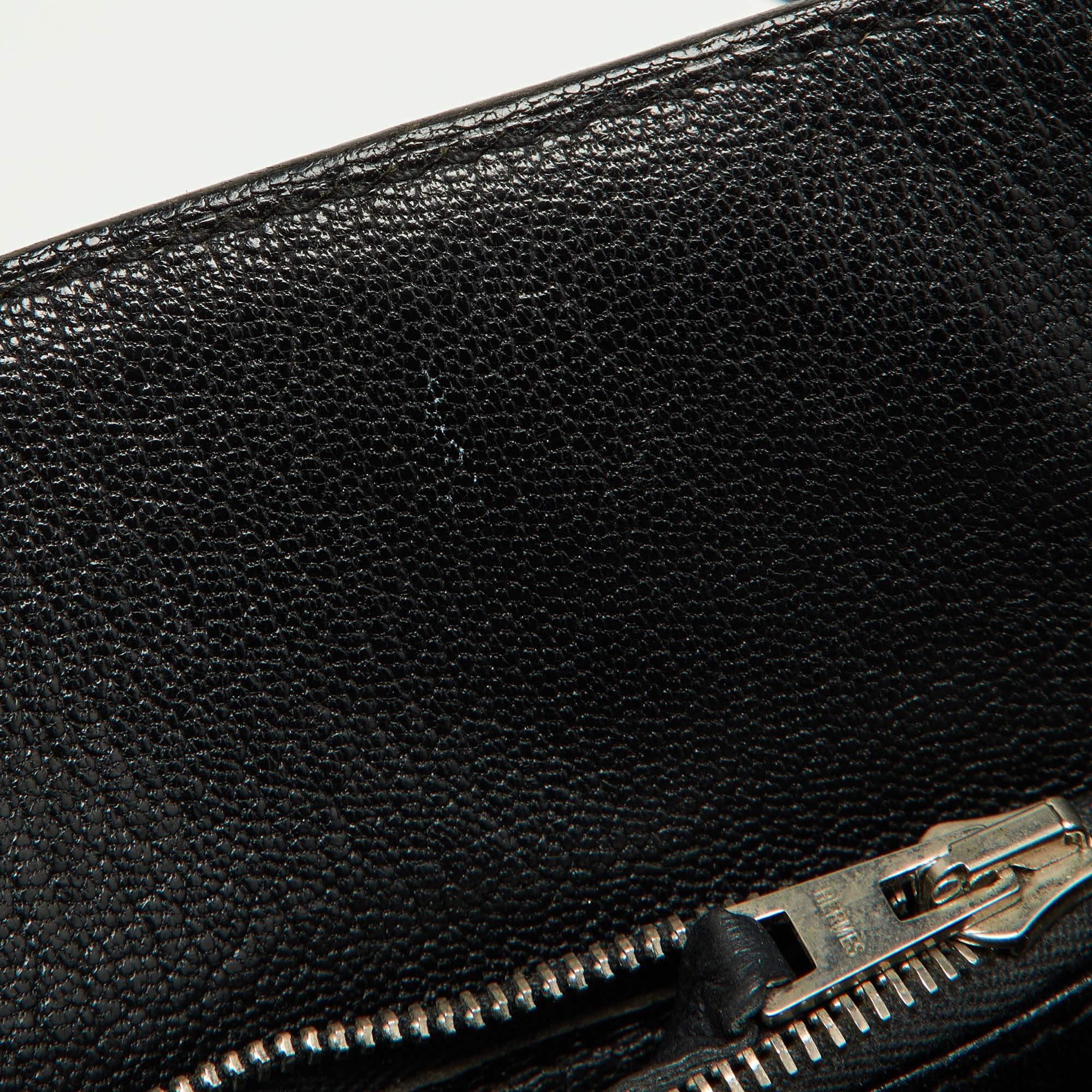 Hermes Black Taurillion Clemence Leather Palladium Finish Jypsiere 28 Bag For Sale 5