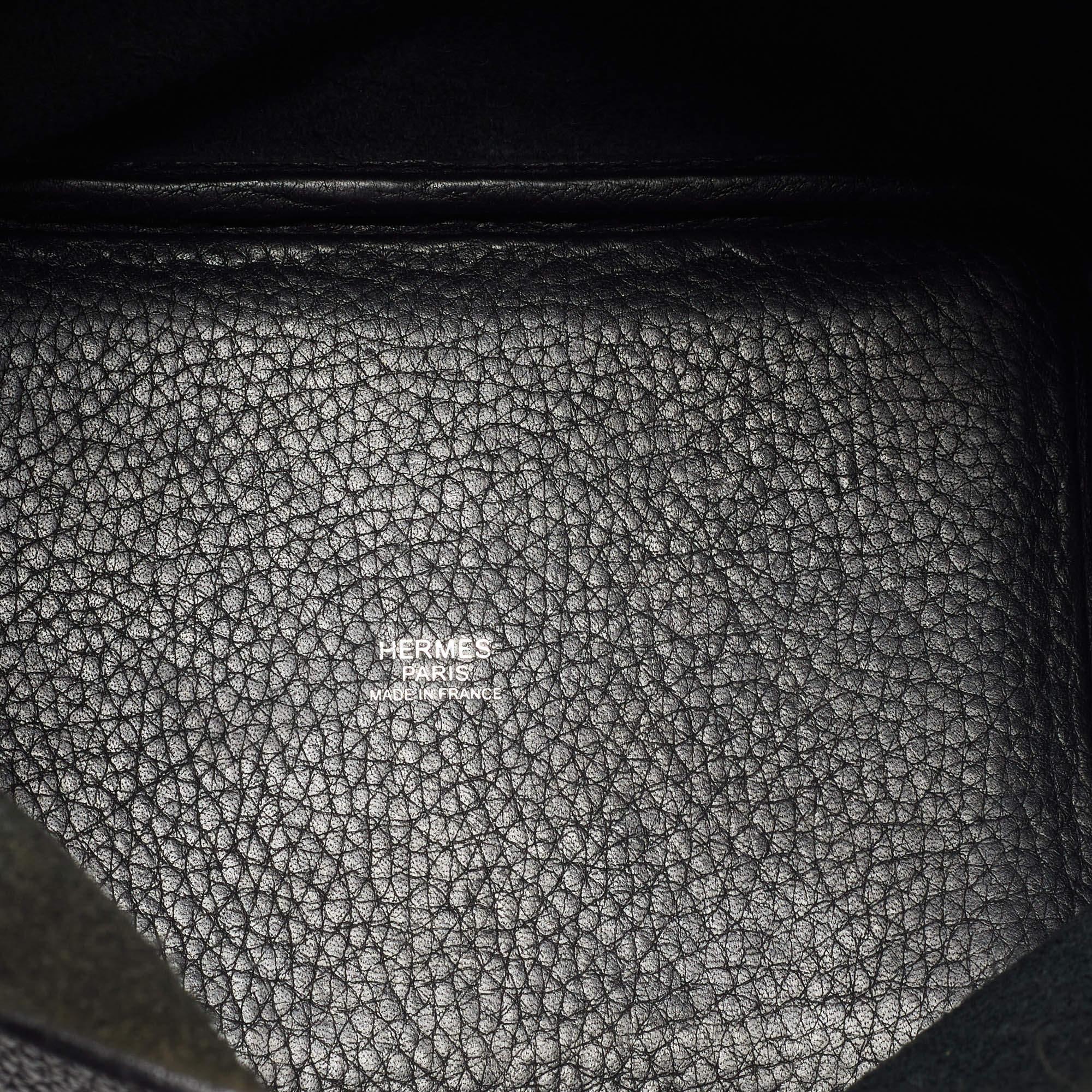 Hermes Taurillion Clemence Schwarze Tasche aus Leder mit Picotinschloss 18 aus Leder im Angebot 6