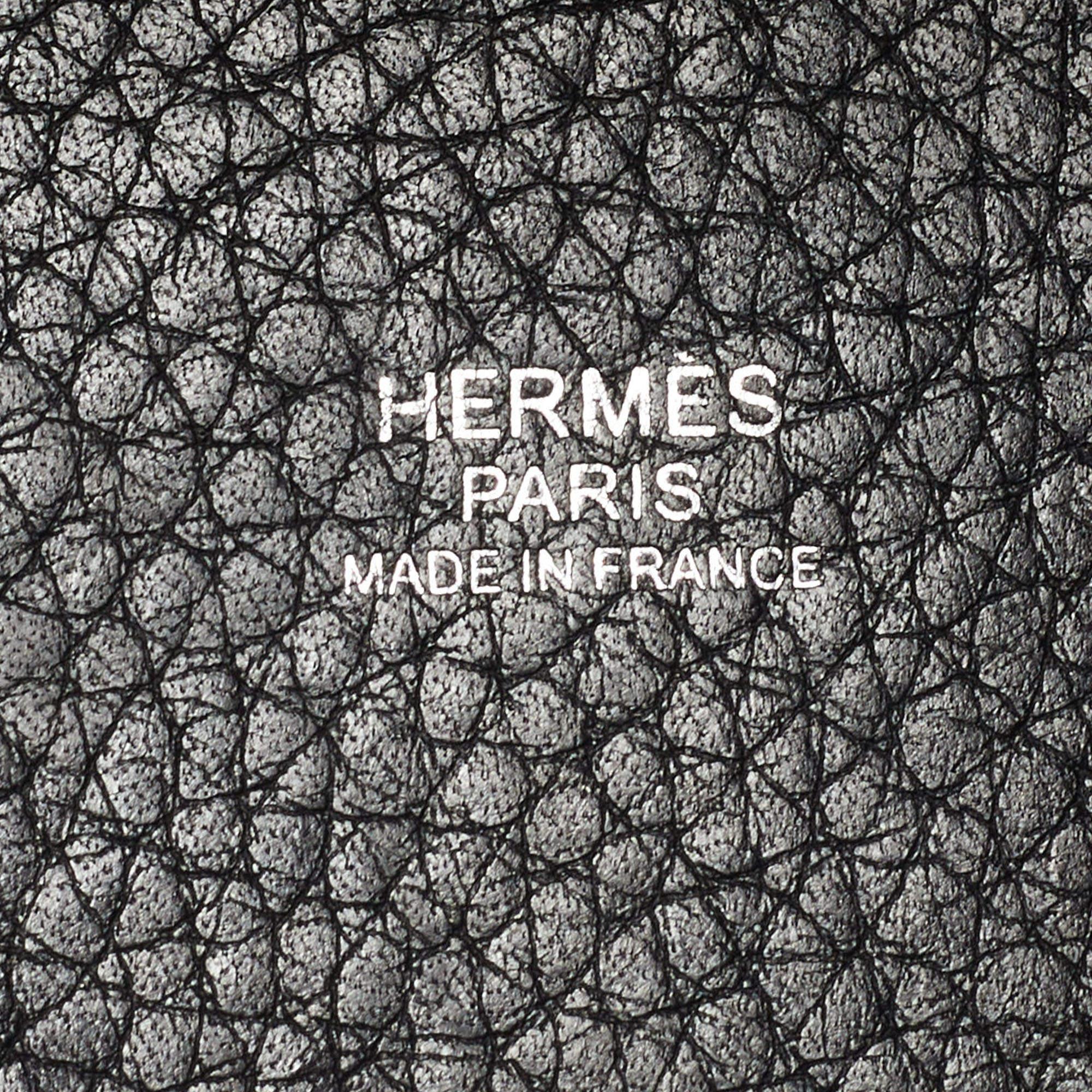 Hermes Taurillion Clemence Schwarze Tasche aus Leder mit Picotinschloss 18 aus Leder im Angebot 7