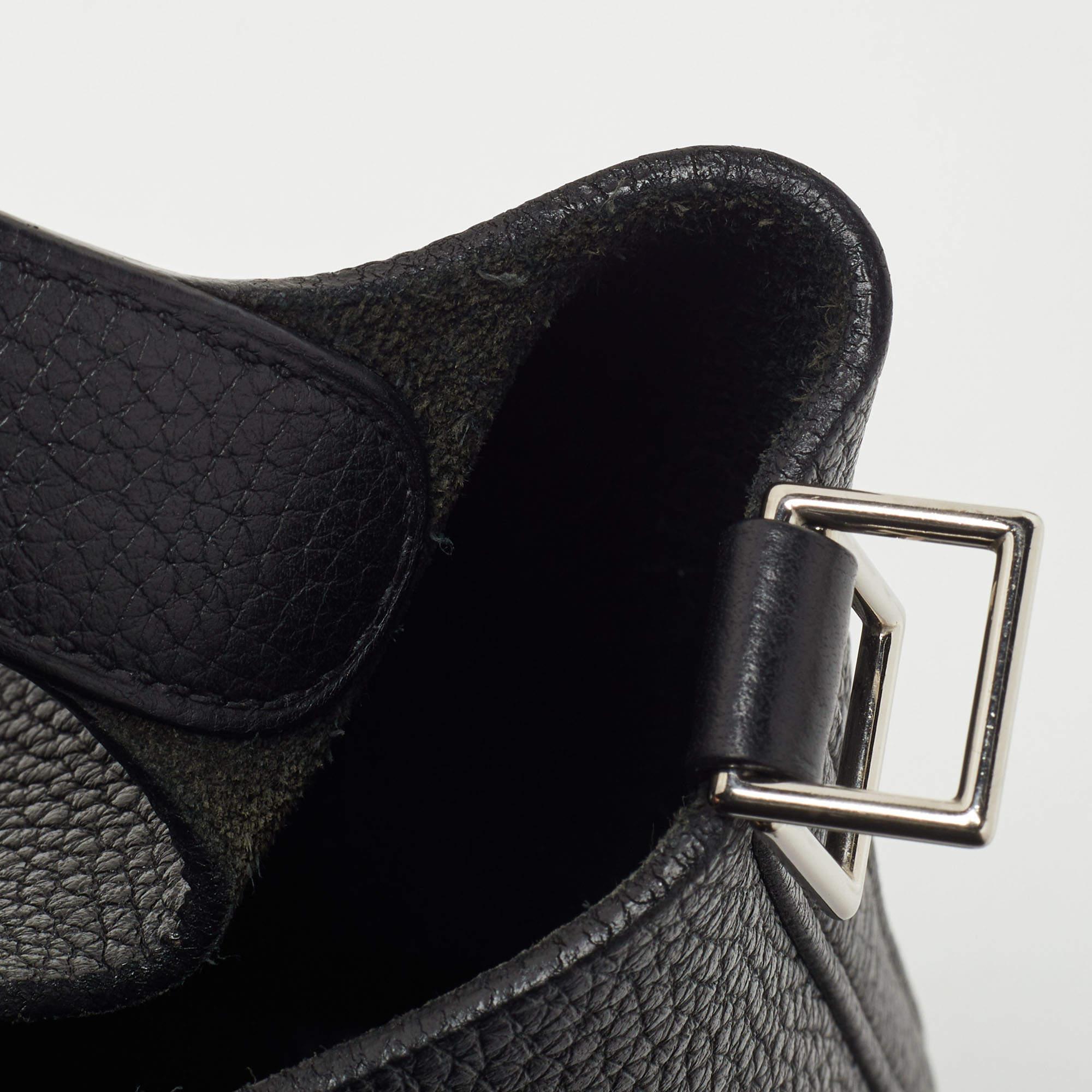 Hermes Taurillion Clemence Schwarze Tasche aus Leder mit Picotinschloss 18 aus Leder im Angebot 9