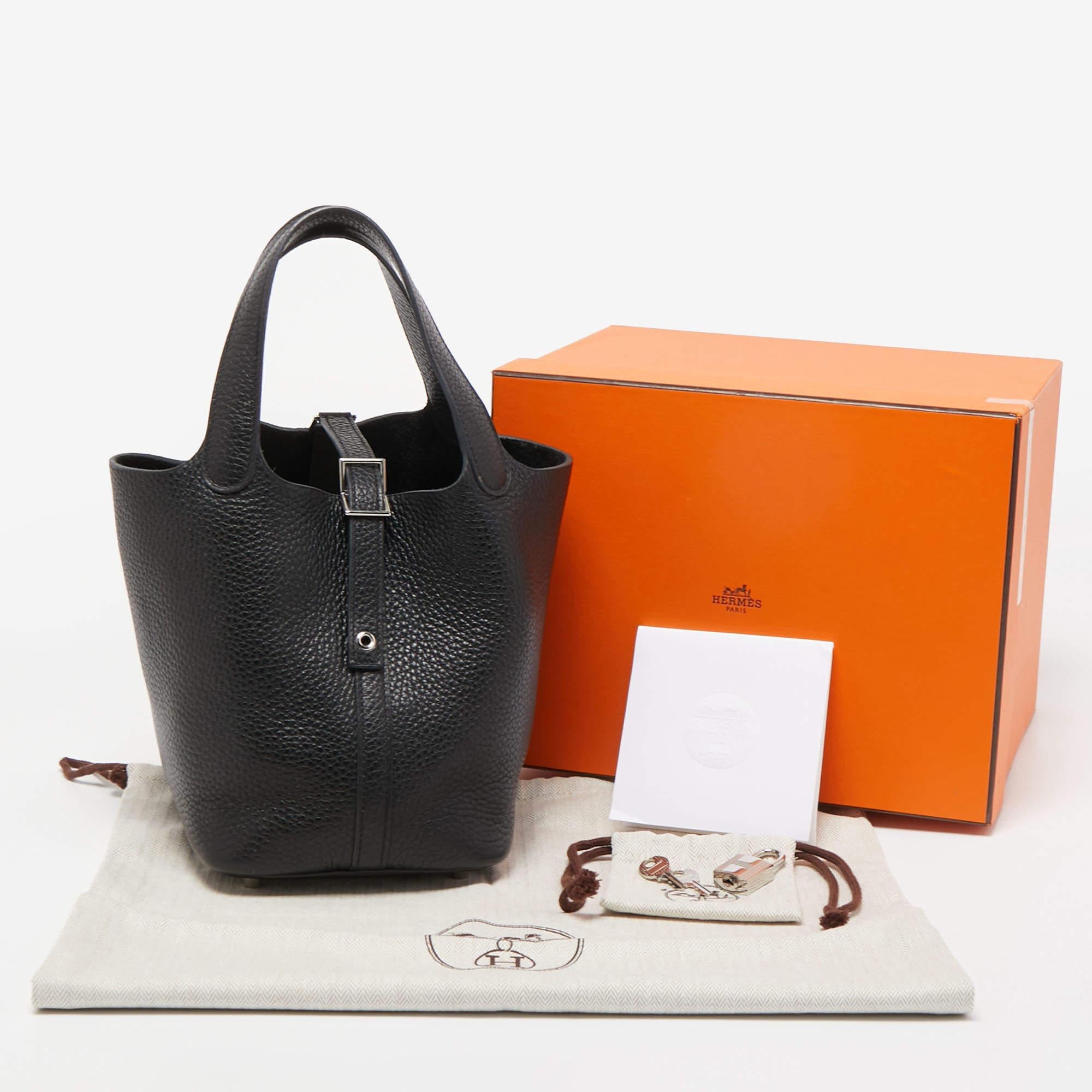 Hermes Black Taurillion Clemence Leather Picotin Lock 18 Bag 12