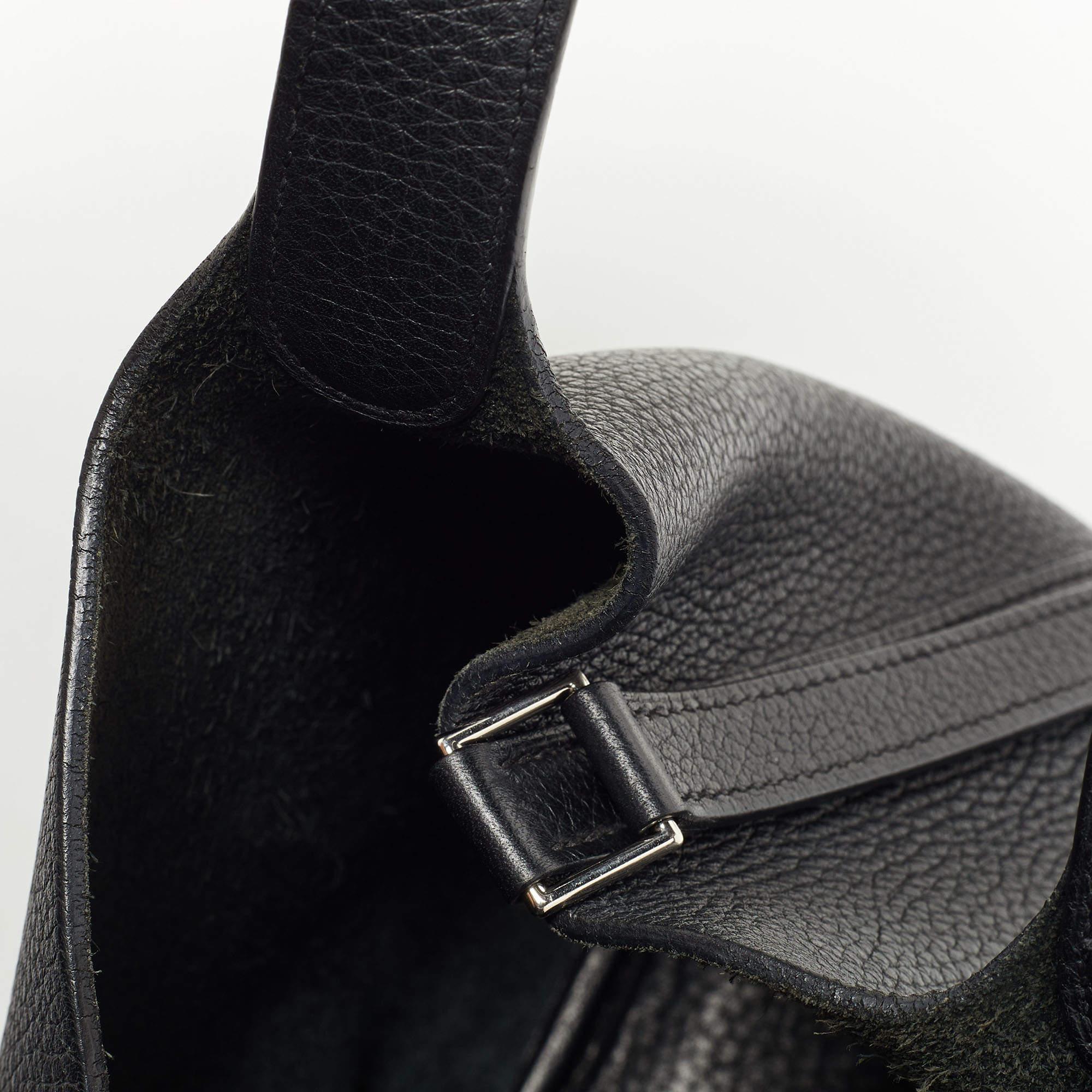 Hermes Taurillion Clemence Schwarze Tasche aus Leder mit Picotinschloss 18 aus Leder im Angebot 15