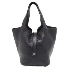 Hermes Black Taurillion Clemence Leather Picotin Lock 18 Bag