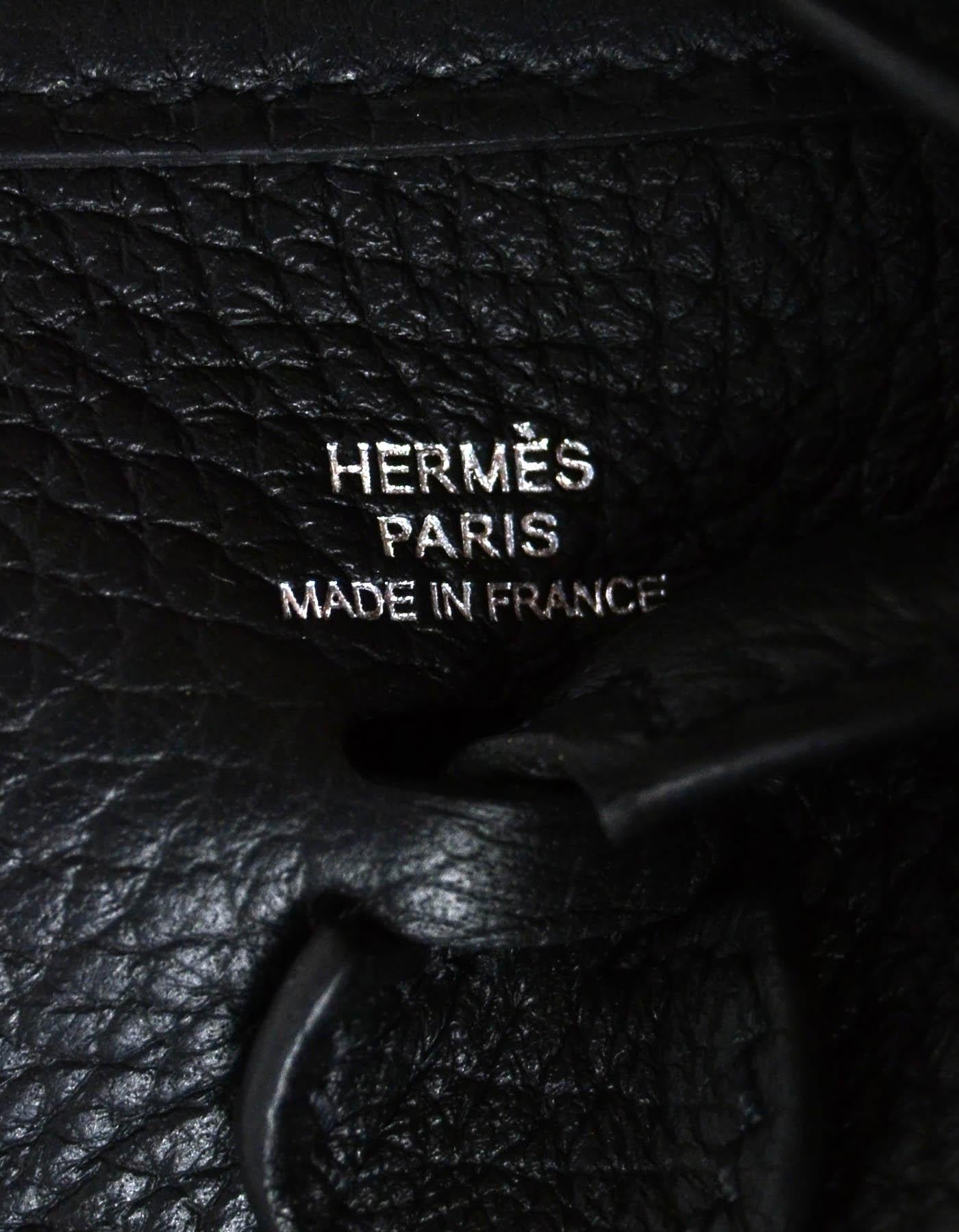 Hermes Black Taurillon Clemence Leather Evelyne TPM Crossbody Bag In Excellent Condition In New York, NY