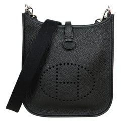 Hermes Black Taurillon Clemence Leather Evelyne TPM Crossbody Bag