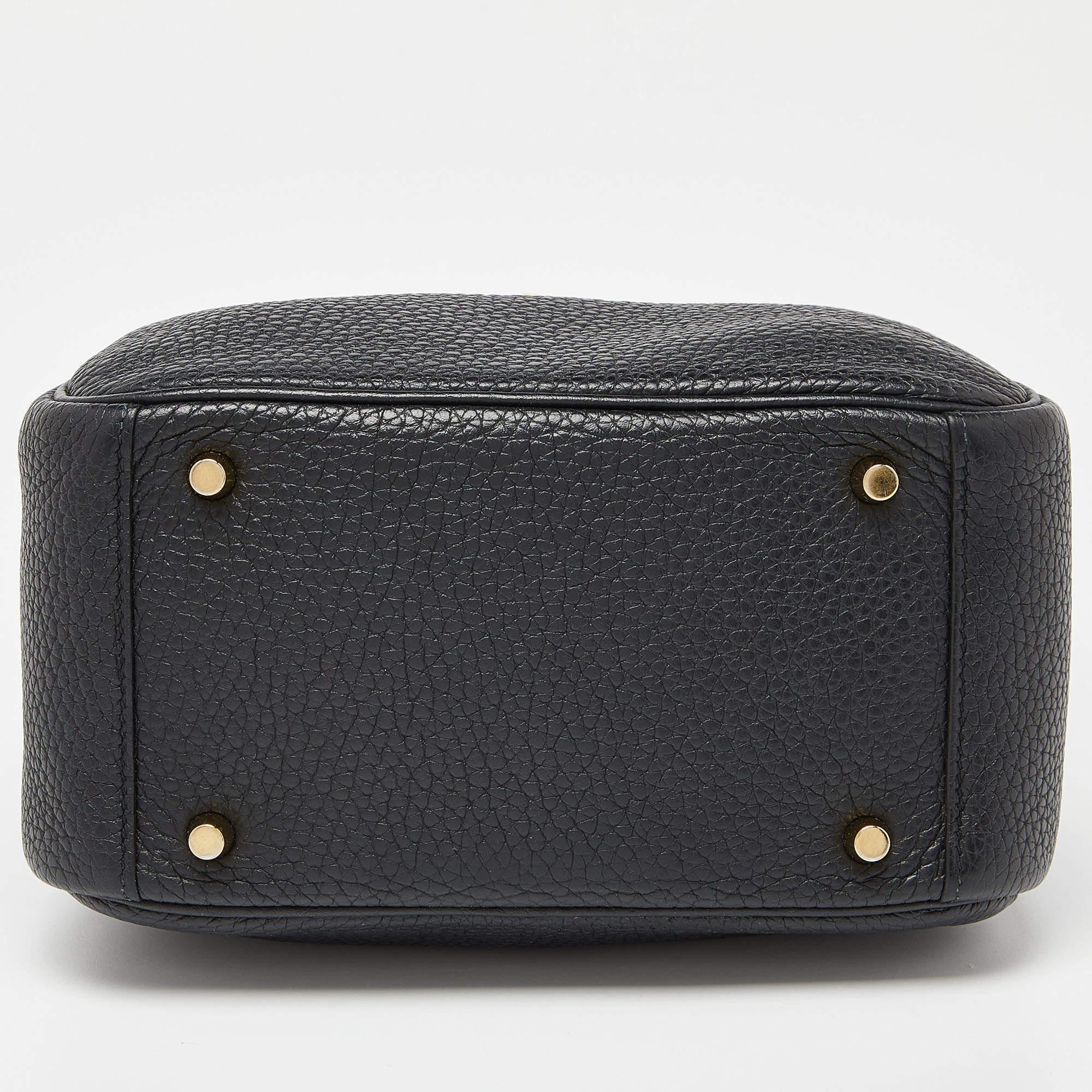 Hermès Black Taurillon Clemence Leather Gold Finish Mini Lindy Bag For Sale 6