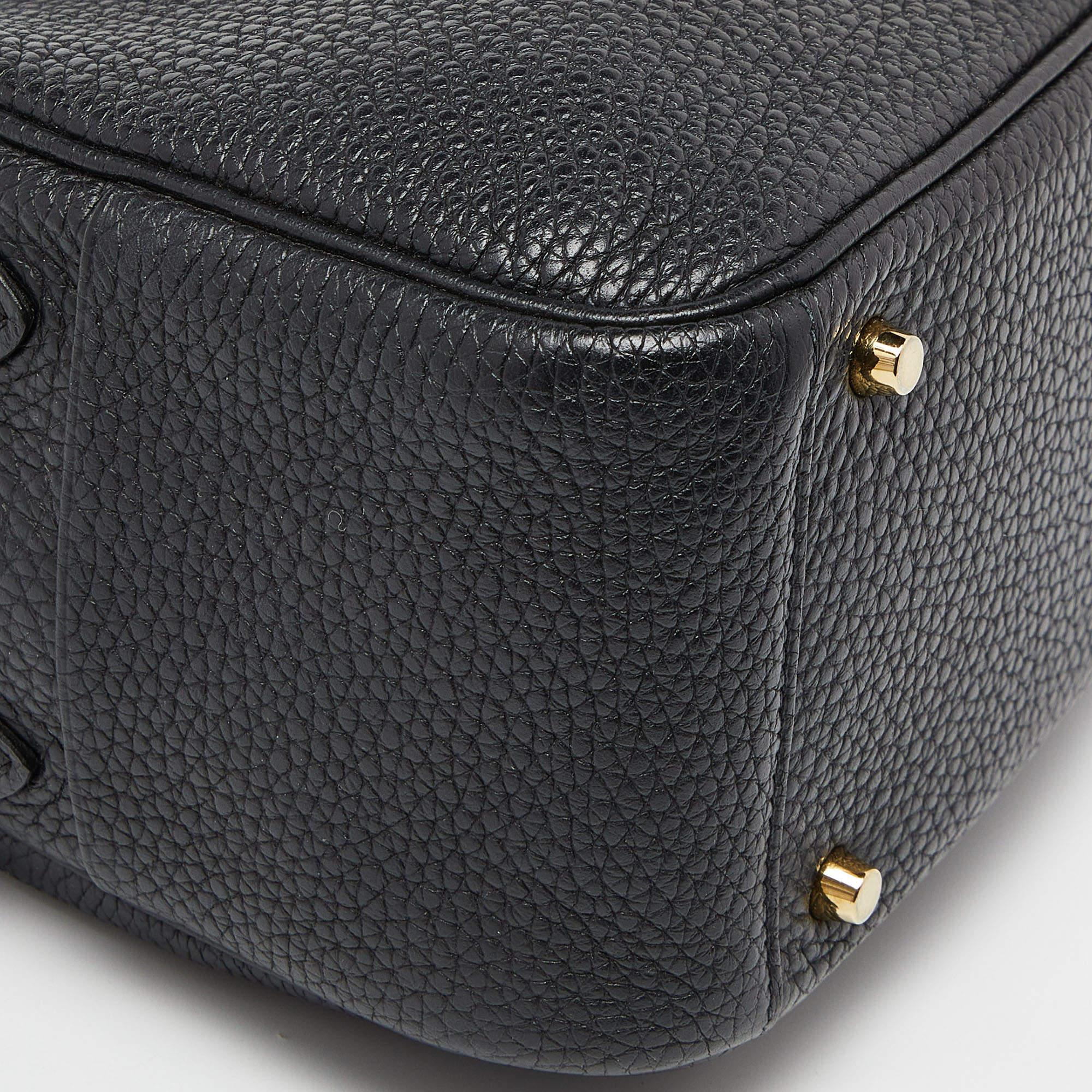 Hermès Schwarz Taurillon Clemence Leder Gold Finish Mini Lindy Tasche im Angebot 7