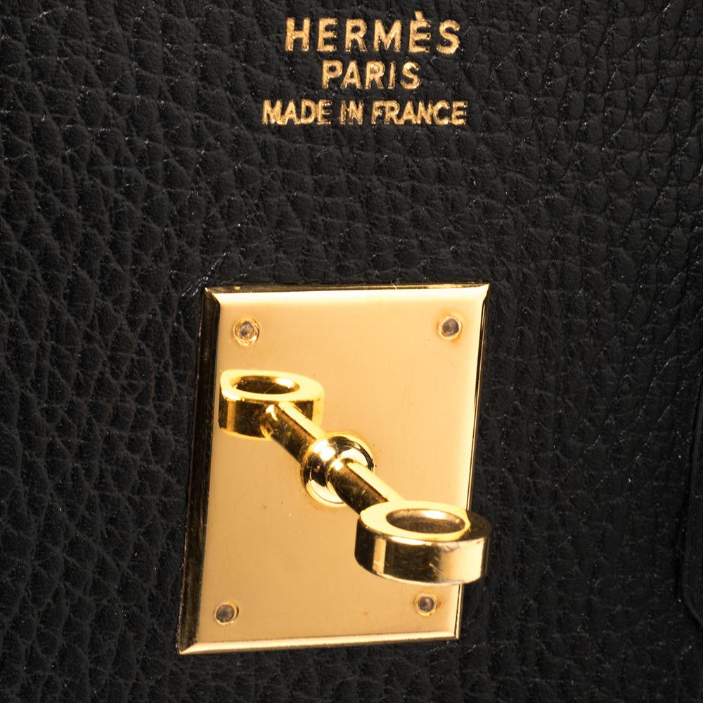 Hermes Black Taurillon Clemence Leather Gold Finished Birkin 35 Bag 6