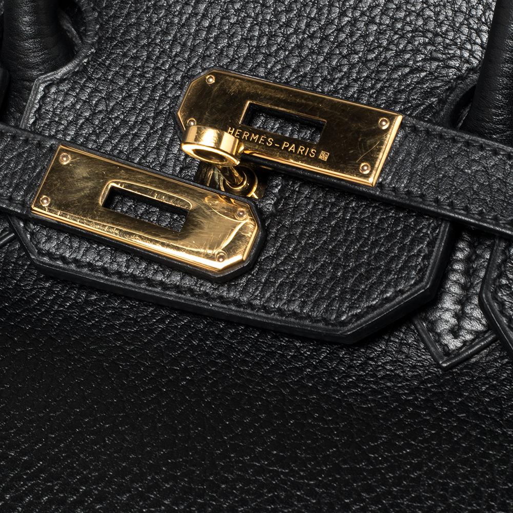 Hermes Black Taurillon Clemence Leather Gold Finished Birkin 35 Bag 3