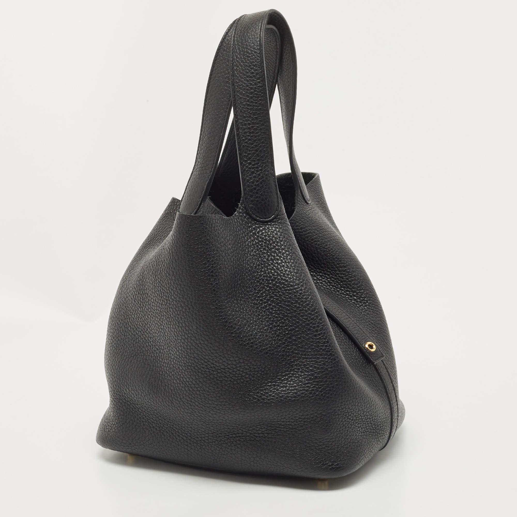 Hermes Black Taurillon Clemence Leather Picotin Lock 22 Bag In Good Condition In Dubai, Al Qouz 2