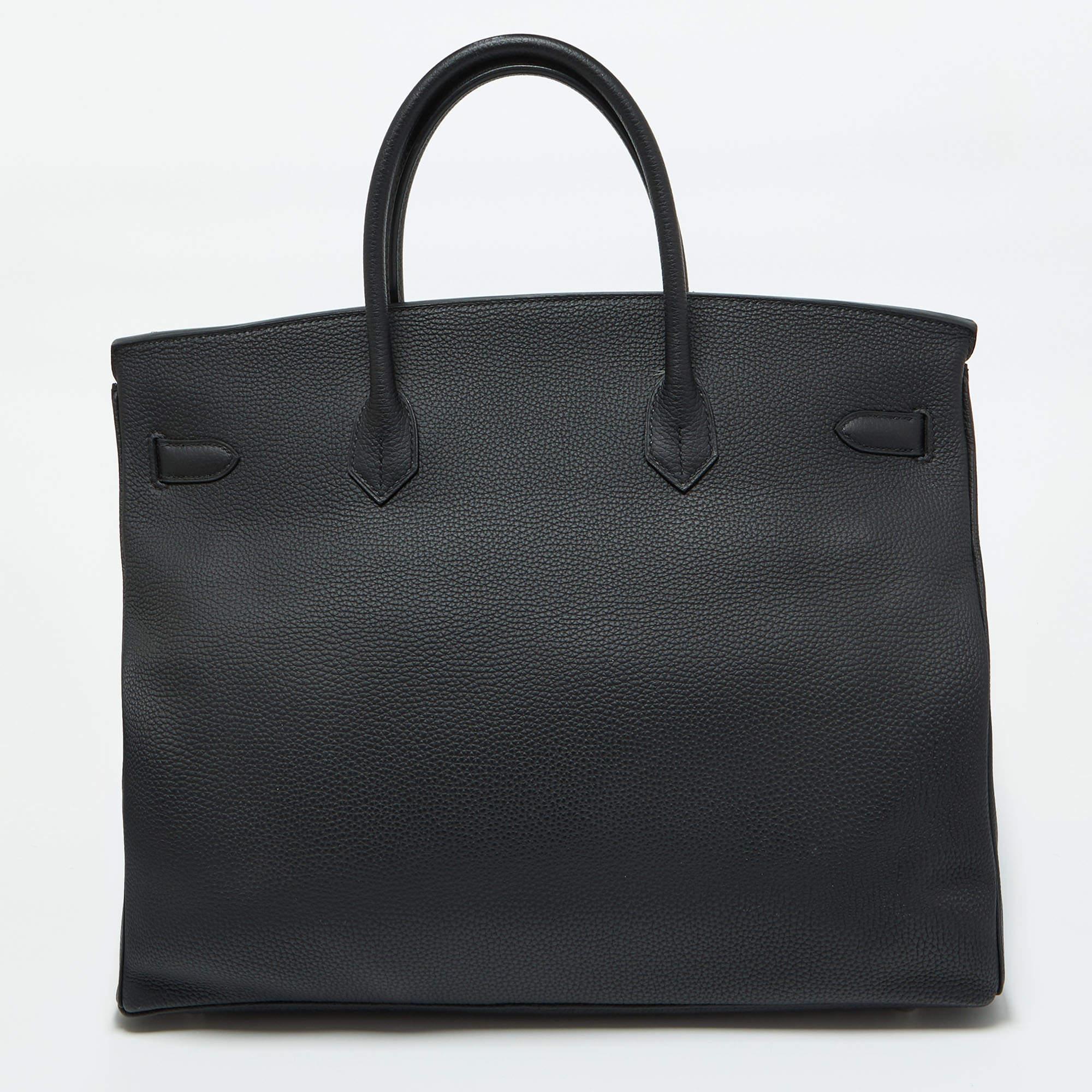 Women's Hermes Black Taurillon Togo Leather Palladium Finish 40 Birkin Bag For Sale