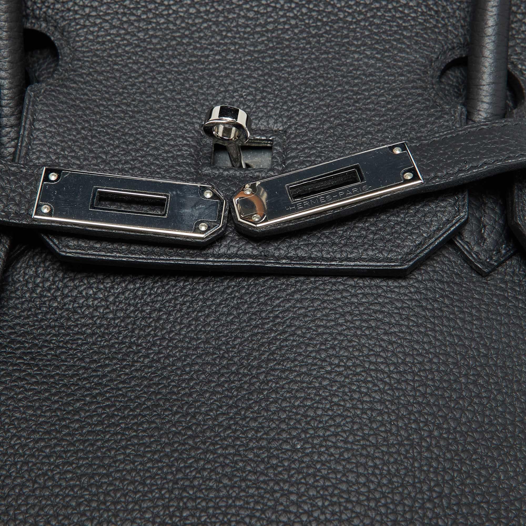 Hermes Black Taurillon Togo Leather Palladium Finish 40 Birkin Bag For Sale 1
