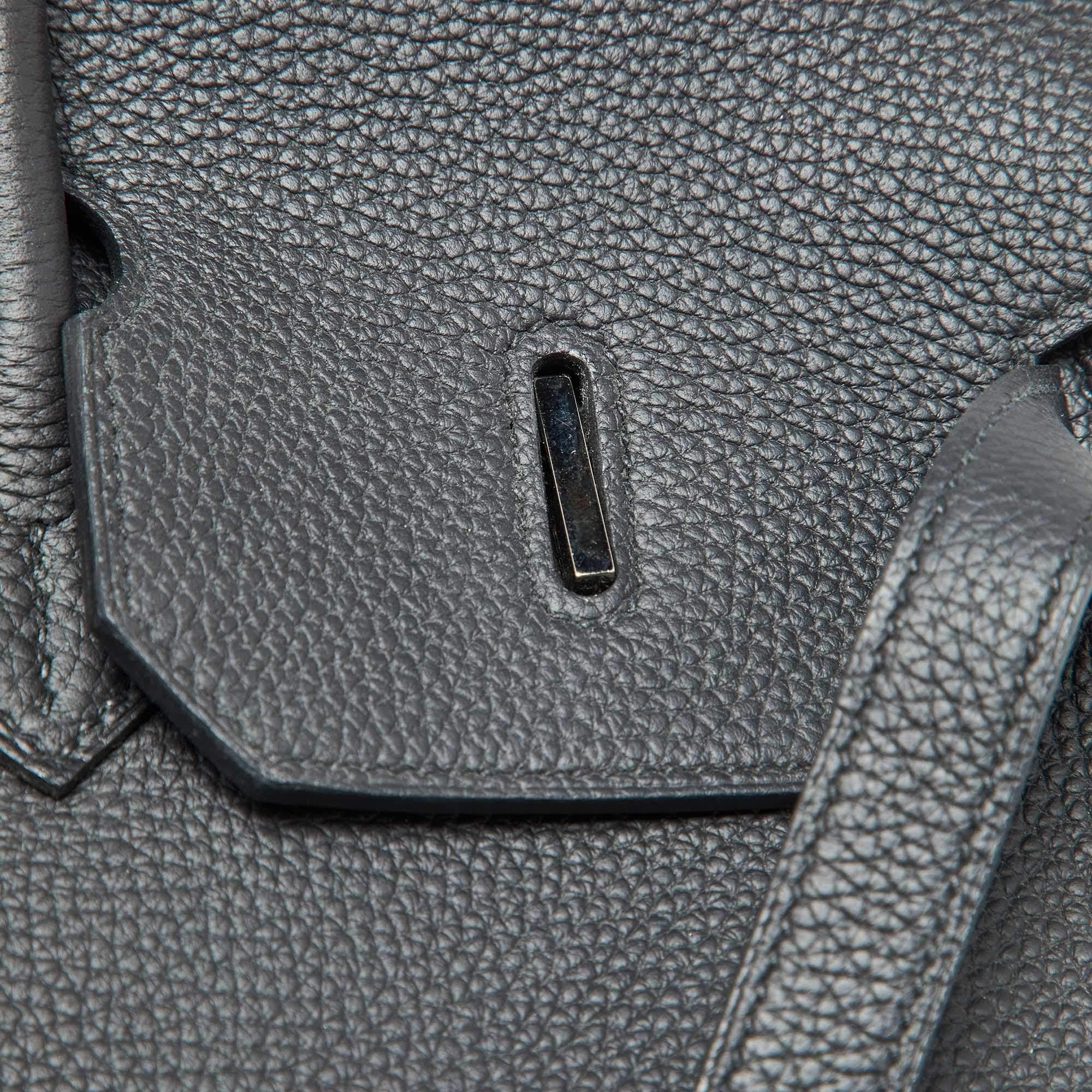 Hermes Black Taurillon Togo Leather Palladium Finish 40 Birkin Bag For Sale 2
