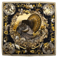 Hermès Schwarz Texas Wildlife Seidenschal