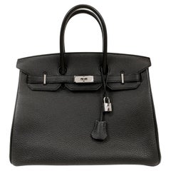 Hermes Birkin 32 HAC  Haut à courroies  Black Box Calf V Circle