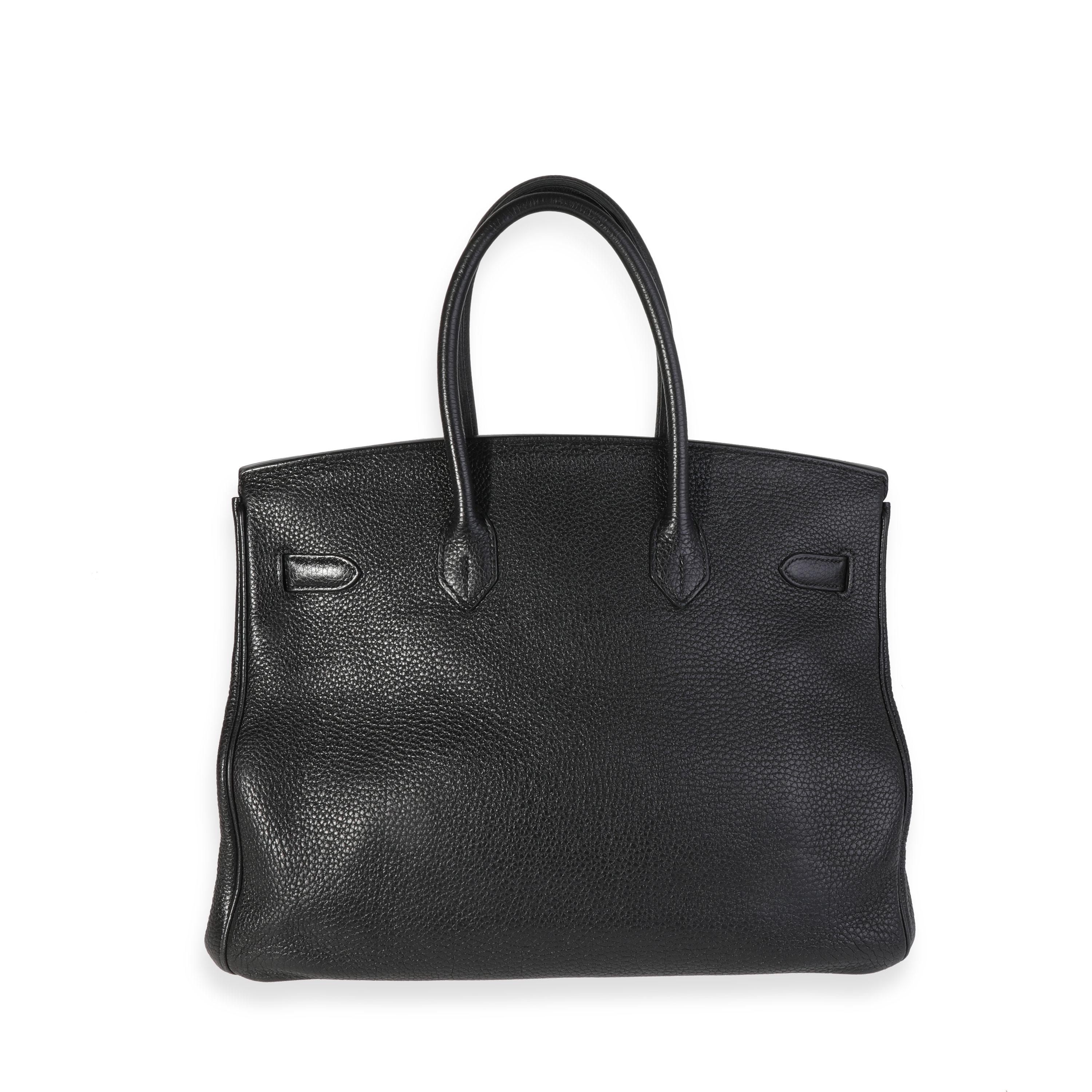 Listing Title: Hermès Black Togo Birkin 35 GHW
SKU: 119491
Condition: Pre-owned (3000)
Handbag Condition: Very Good
Condition Comments: Very Good Condition. Scuffing to corners. Scratching and tarnishing to hardware. Scuffing, marks and indentations