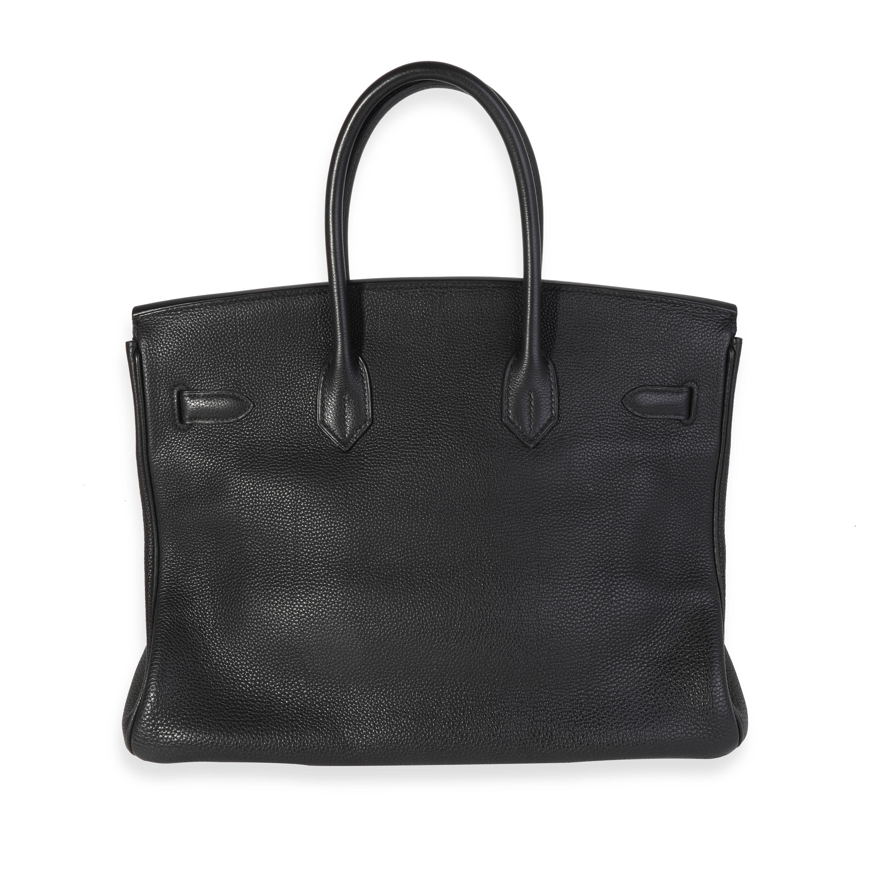 Listing Title: Hermès Black Togo Birkin 35 PHW
SKU: 119403
Condition: Pre-owned (3000)
Handbag Condition: Very Good
Condition Comments: Very Good Condition. Scuffing to corners. Light scuffing to exterior leather. Scratching to hardware. Scuffing