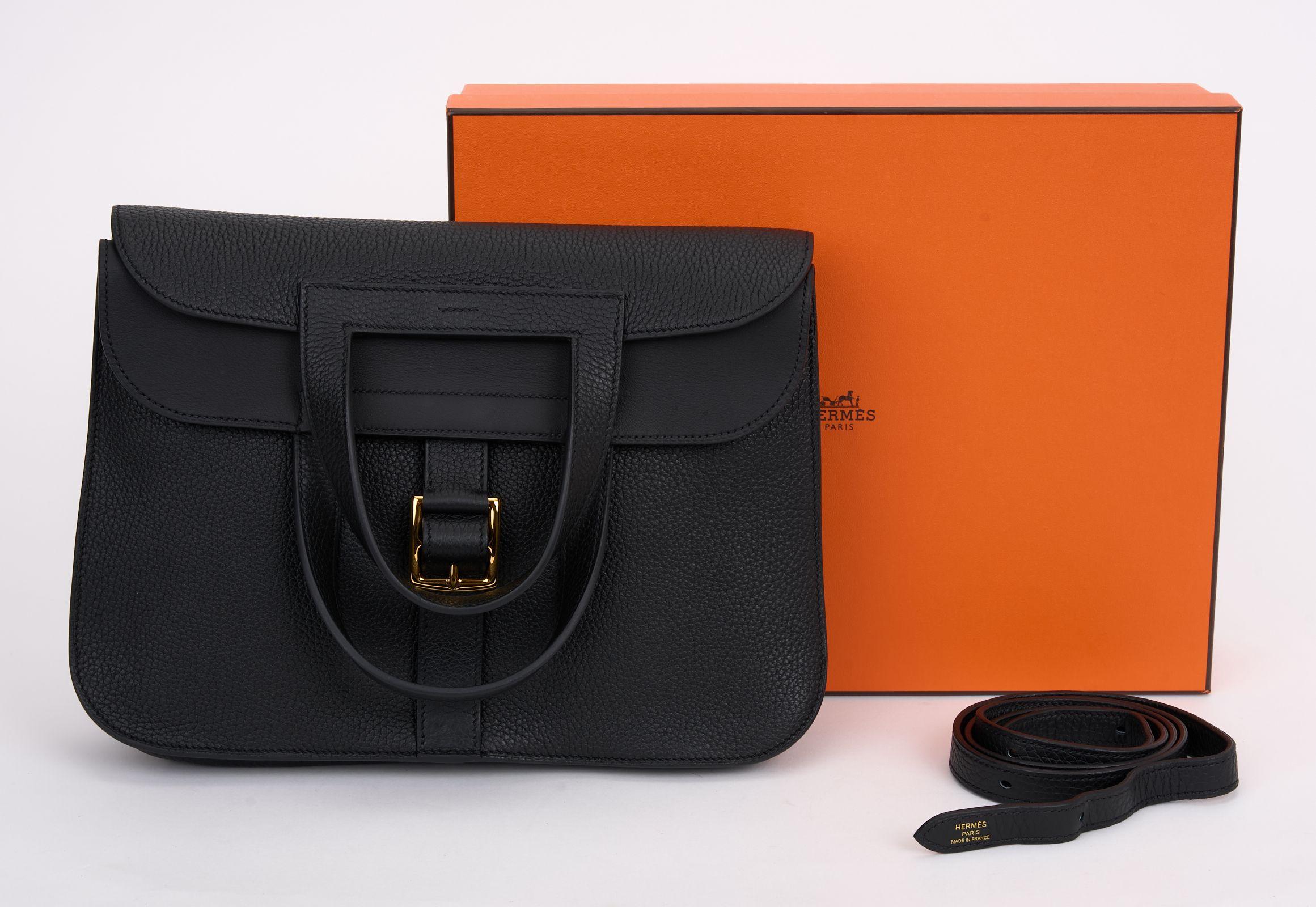 Hermès Black Halzan 31 Caban For Sale 6