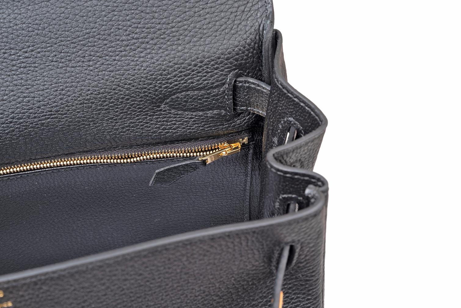 Hermes Black Togo Kelly 28 Gold Hardware 2