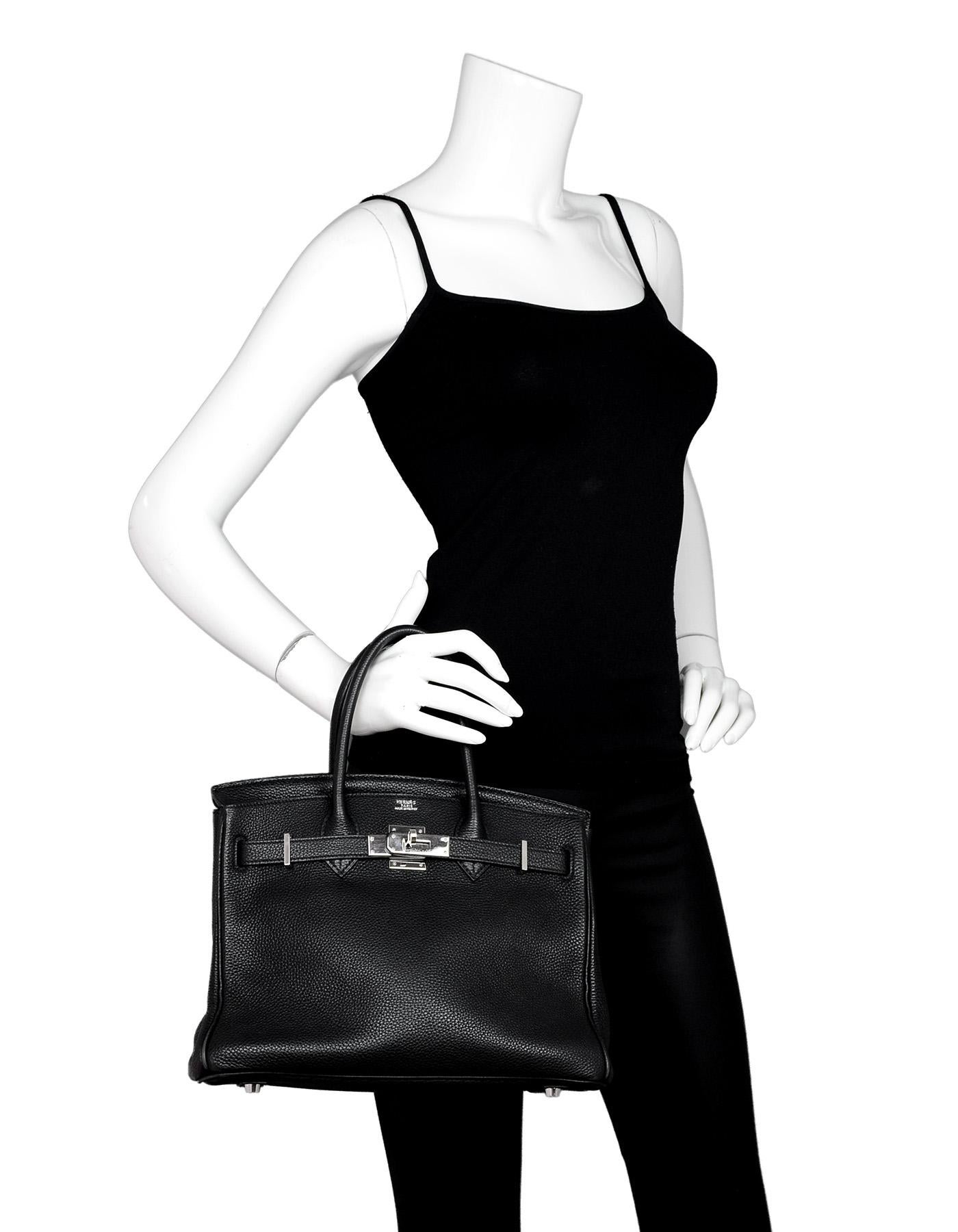 Women's Hermes Black Togo Leather 30CM Birkin Bag w. Palladium/Silvertone Hardware