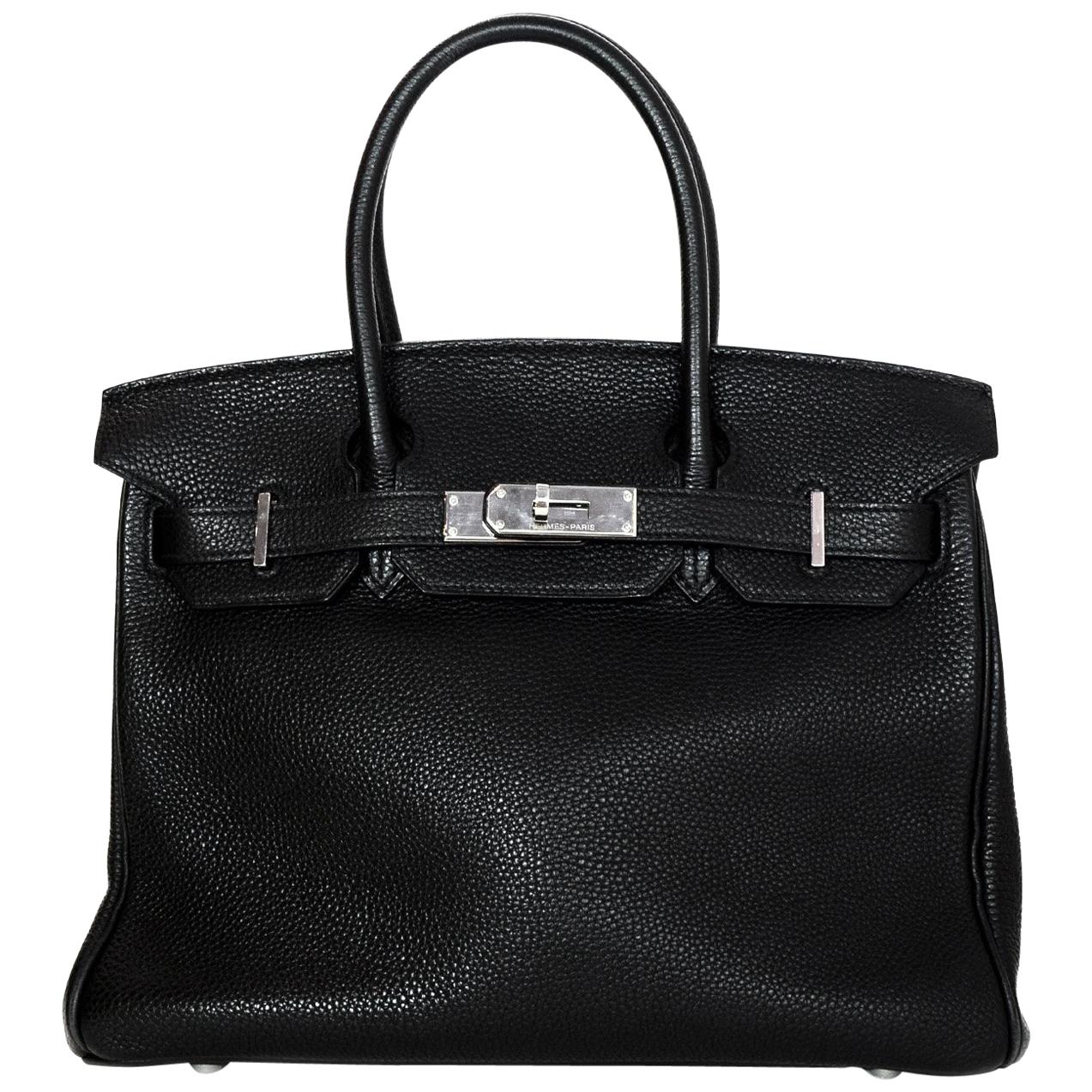 Hermes Black Togo Leather 30CM Birkin Bag w. Palladium/Silvertone Hardware