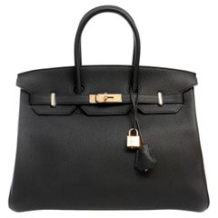 Hermès - Birkin 35 cm en cuir togo noir avec accessoires en or
