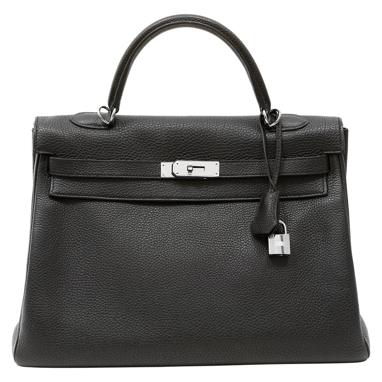 Hermès Black Togo Leather 35 cm Kelly Bag with Palladium