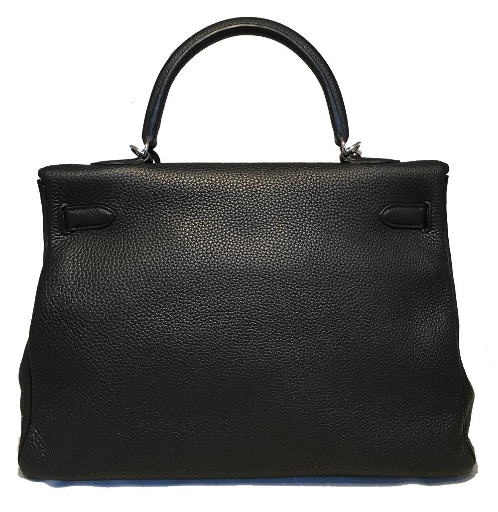 Women's Hermes Black Togo Leather 35 cm Kelly Bag with Strap