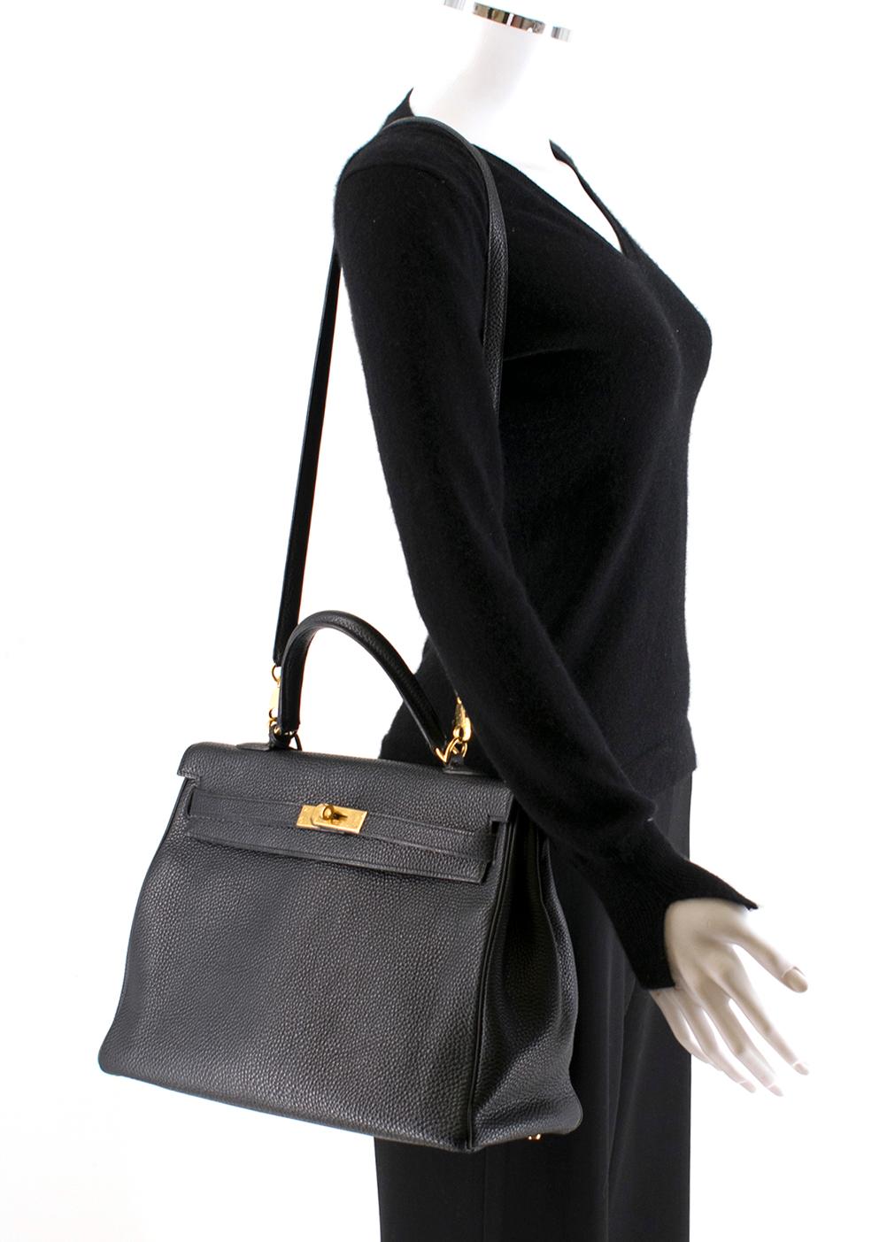Hermes Black Togo Leather 35cm Sellier Kelly Bag	 Damen im Angebot