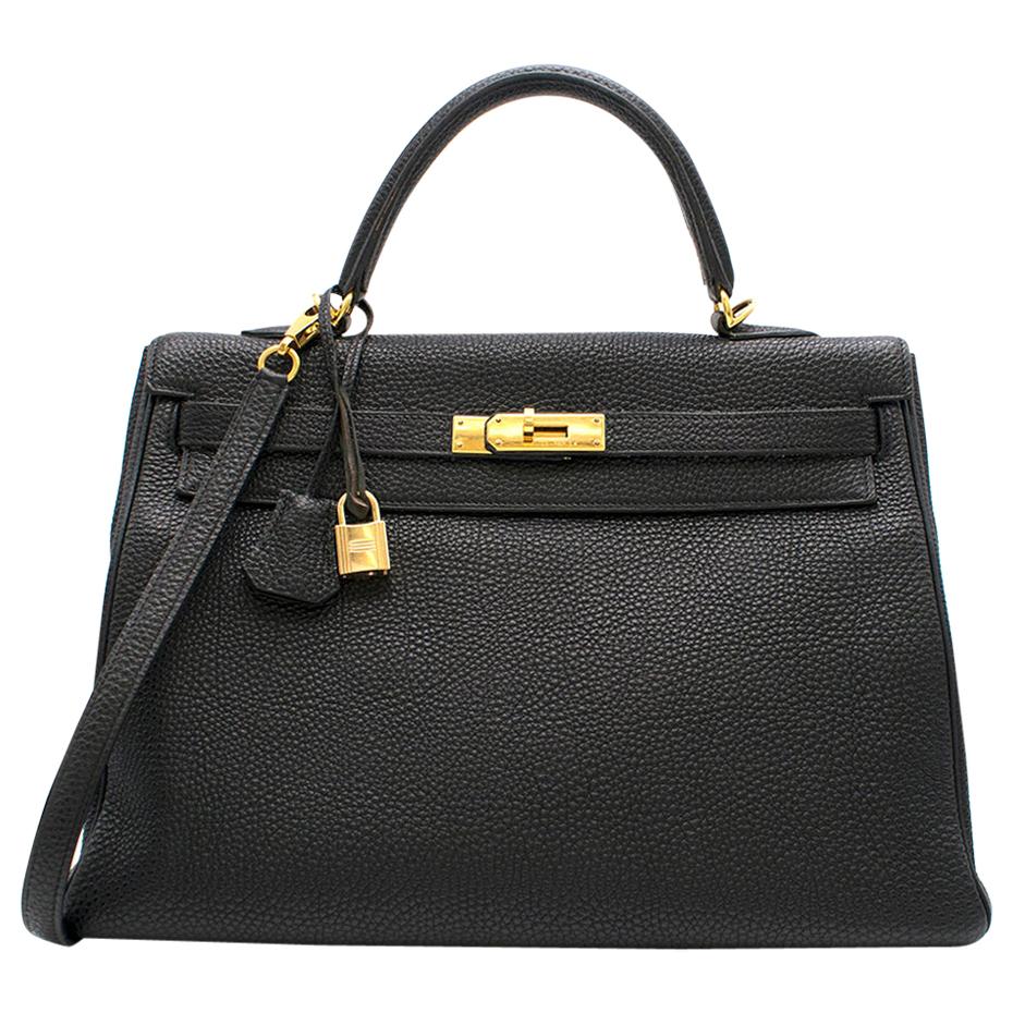 Hermes Black Togo Leather 35cm Sellier Kelly Bag	 For Sale