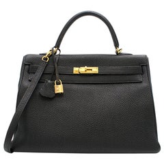 Hermes Black Togo Leather 35cm Sellier Kelly Bag