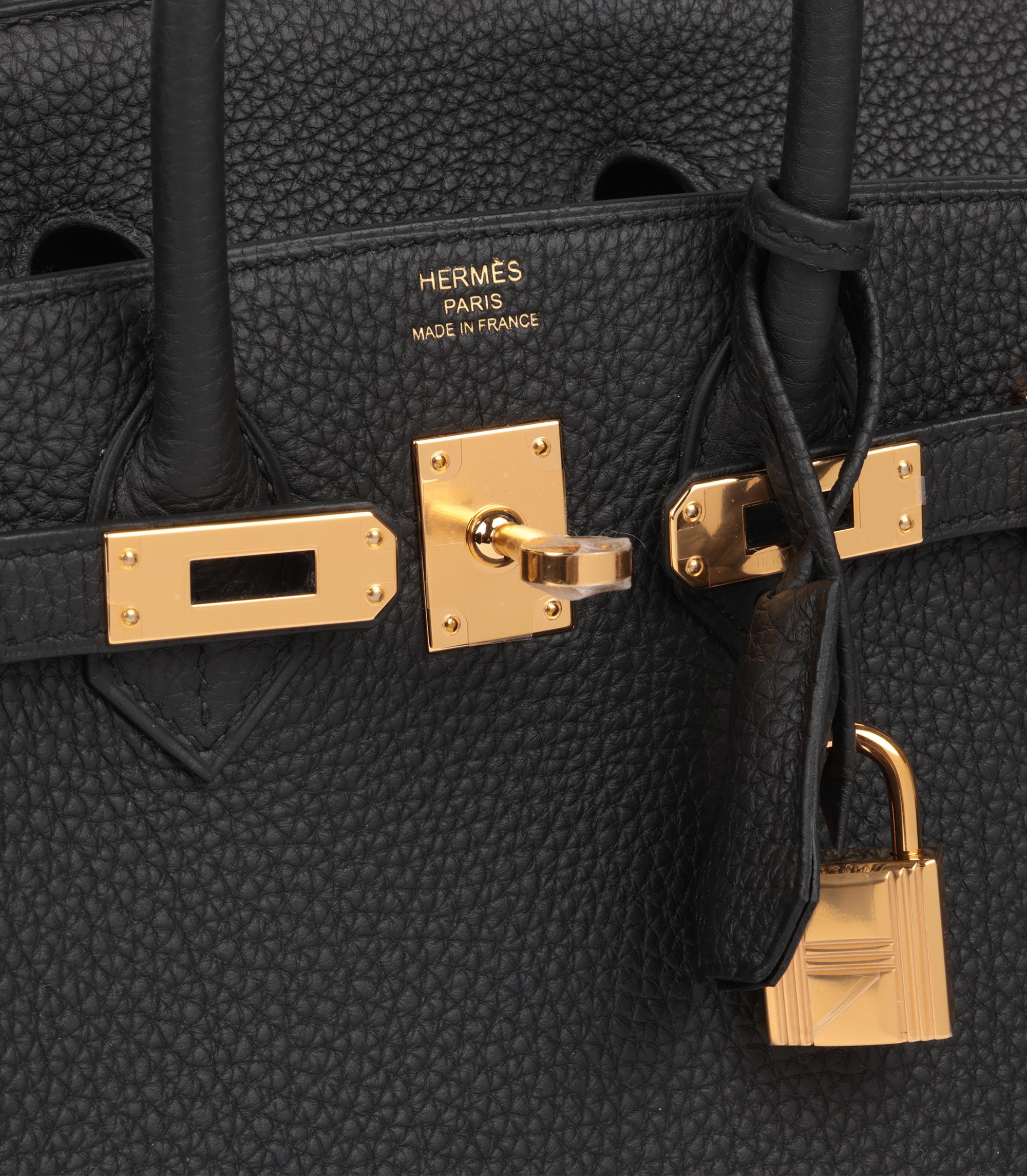 Women's Hermès Black Togo Leather Birkin 25cm Retourne