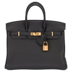 Hermès Black Togo Leather Birkin 25cm Retourne