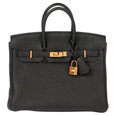 Hermès Black Togo Leather Birkin 25cm Retourne