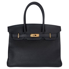 HERMES black Togo leather BIRKIN 30 Bag Ghw