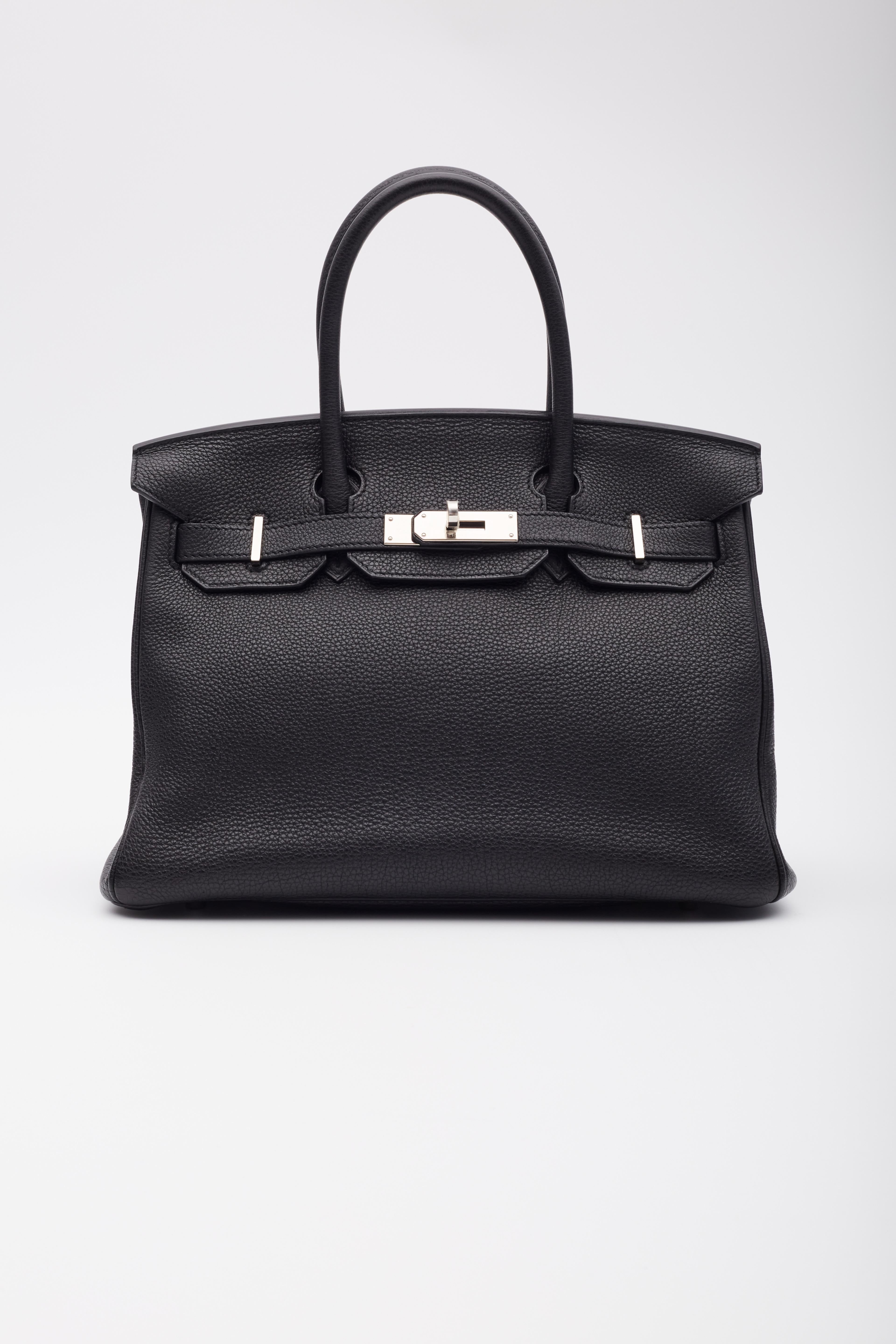 Women's or Men's Hermes Black Togo Leather Birkin 30 Handbag