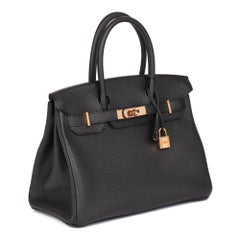 HERMÈS Black Togo Leather Birkin 30cm Retourne