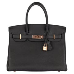 Hermès Black Togo Leather Birkin 30cm Retourne