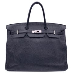 Hermes Black Togo Leather Birkin 40 Top Handle Bag Satchel Handbag