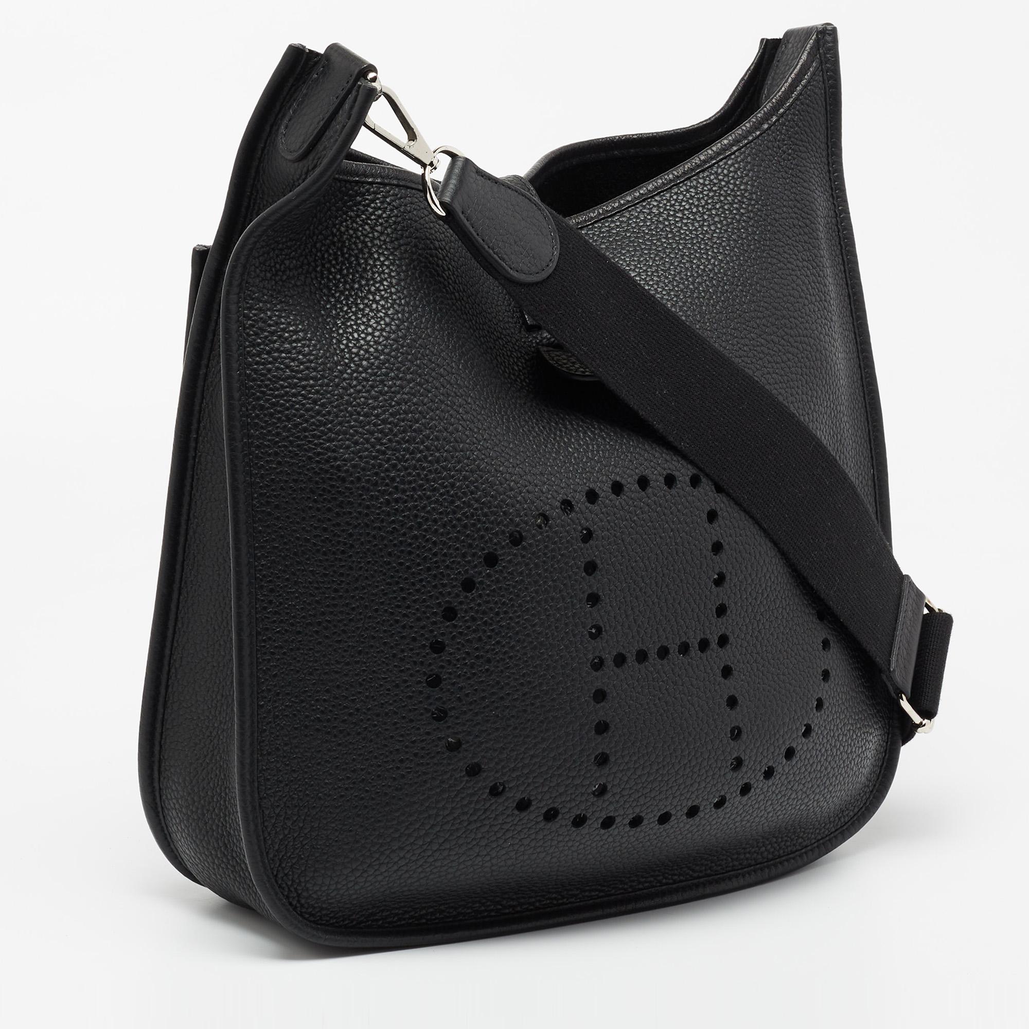 Women's Hermes Black Togo Leather Evelyne III GM Bag