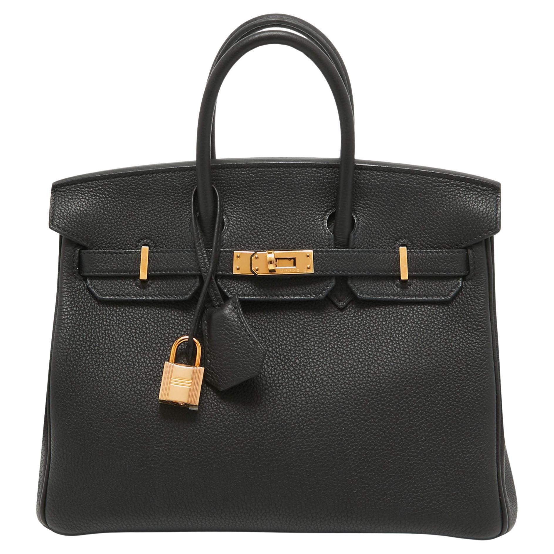 Hermes Black Togo Leather Gold Finish Birkin 25 Bag