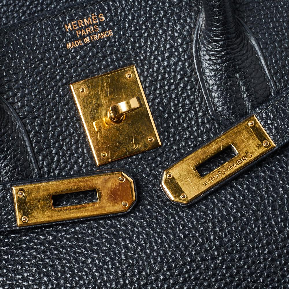 Hermès Black Togo Leather Gold Finished Birkin 35 Bag In Fair Condition In Dubai, Al Qouz 2