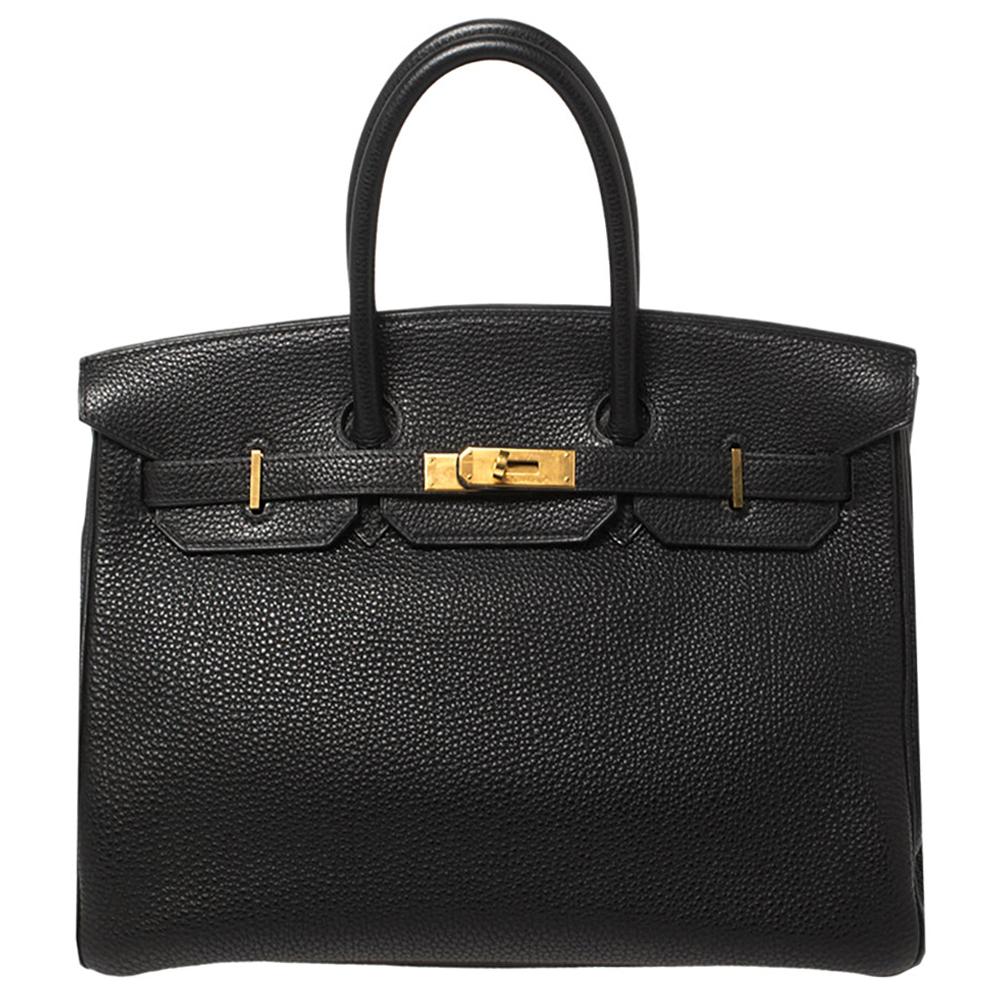 Hermès Black Togo Leather Gold Finished Birkin 35 Bag