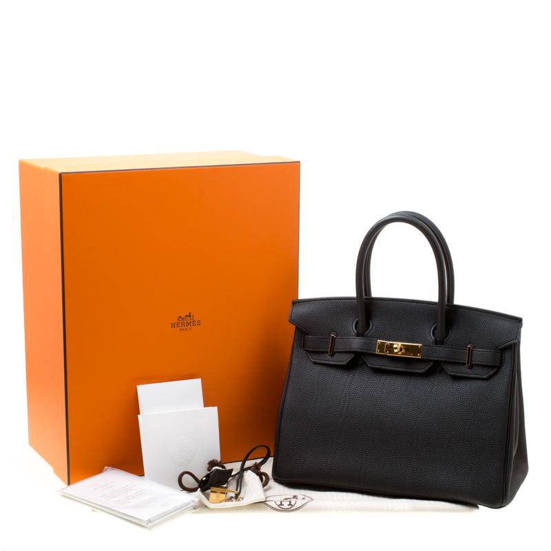 Hermes Black Togo Leather Gold Hardware Birkin 30 Bag 8