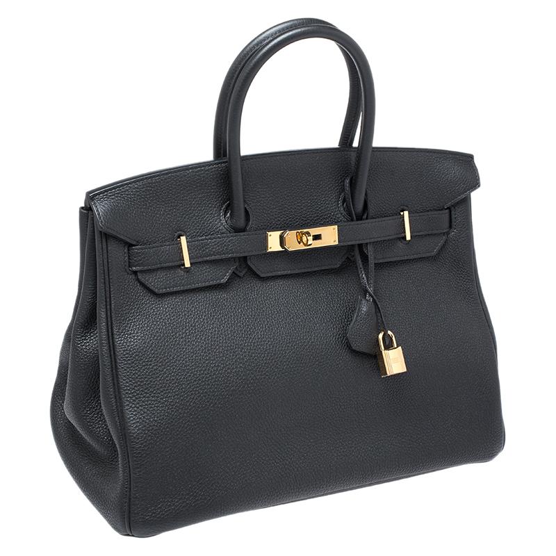 Women's Hermes Black Togo Leather Gold Hardware Birkin 35 Bag