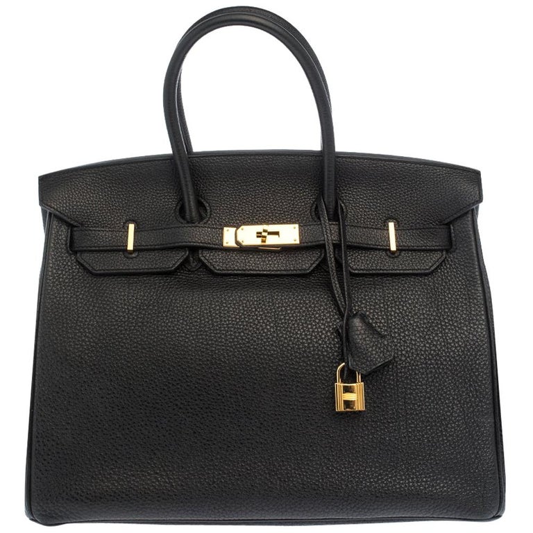 Hermes Black Togo Leather Gold Hardware Birkin 35 Bag For Sale at 1stDibs