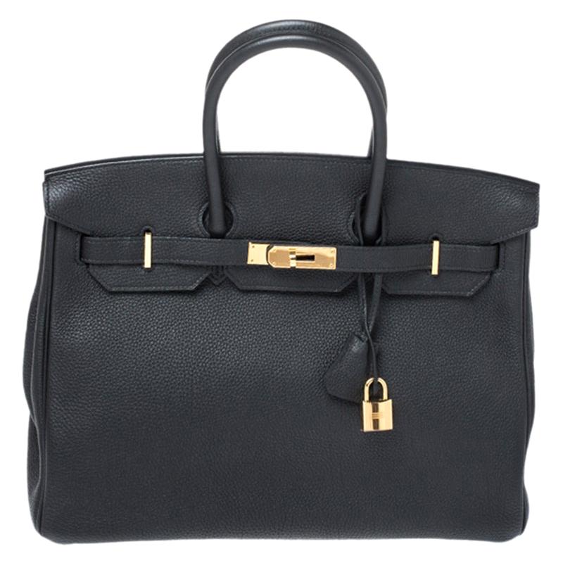Hermes Black Togo Leather Gold Hardware Birkin 35 Bag